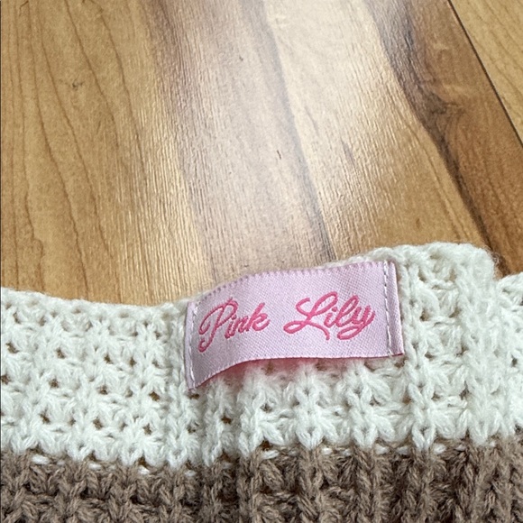 Pink Lily Brown and Cream Striped Sweater over sized - Picture 2 of 5